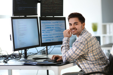 Portrait of male programmer in office