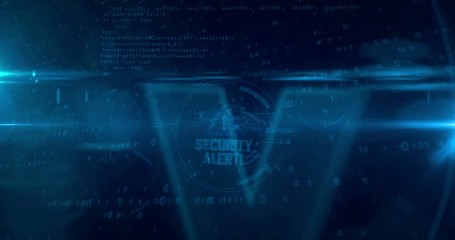 Wall Mural - security alert hologram intro on dynamic futuristic background. modern and futuristic concept of cyb