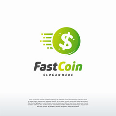 Wall Mural - fast coin logo designs concept vector, fast cash logo template, money logo designs