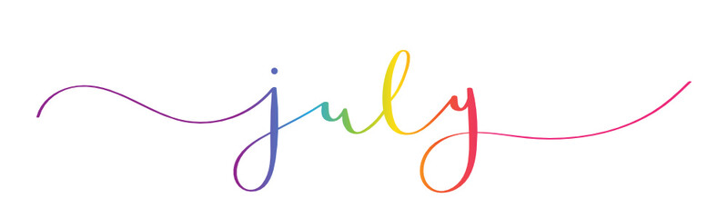 Wall Mural - JULY rainbow brush calligraphy banner with swashes