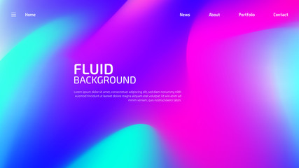 Wall Mural - trendy fluid gradient background for landing page background, colorful abstract liquid 3d shaped. fu
