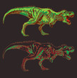 © Rezz - vector image of a large agressive dinosaur with a ripped mouth in the style of graphic outline toon green huge hunter