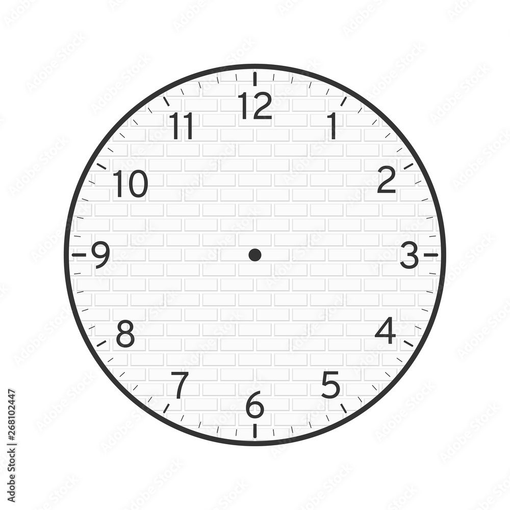 White Brick Concept, Printable Wall Clock Face Template Isolated on White  Background Stock Vector | Adobe Stock, image size:1000x1000