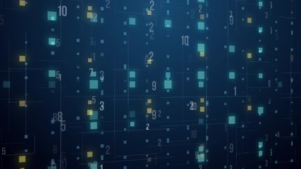 Leinwandbilder - Abstract technology floating code number digital grid motion background loop virtual reality concept