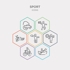 Wall Mural - simple set of canoe sport, cycling, dart board, discus throw icons, contains such as icons diving sport, dodgeball, drifting and more. 64x64 pixel perfect. infographics vector