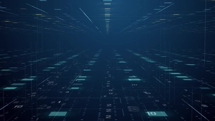 Aufkleber - Abstract technology floating code number digital grid motion background loop virtual reality concept