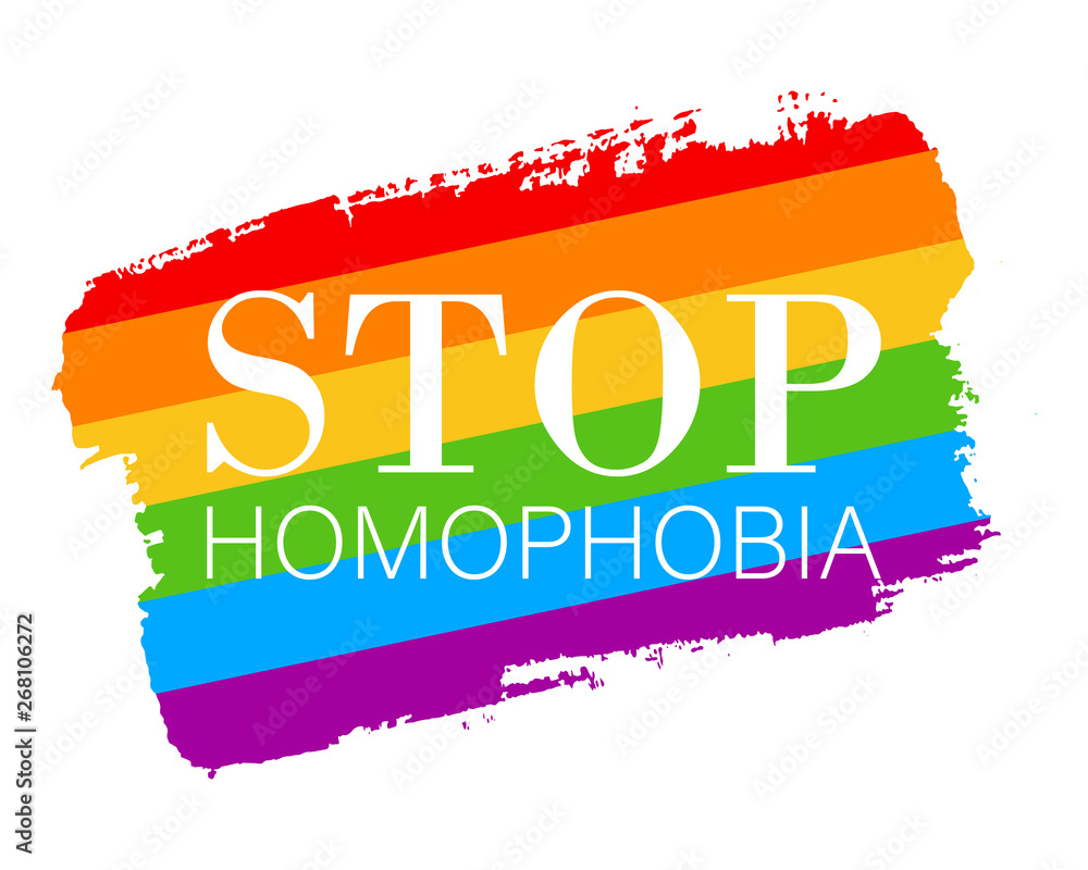 Hand draw LGBT pride flag in vector format. Rainbow flag with words STOP  HOMOPHOBIA for poster. LGBTQ love symbol background. Concept design. Stock  Vector | Adobe Stock, image size:1000x800