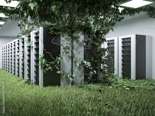 Cuadros en Lienzo Green data center • Green energy data servers
