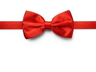 Wall Mural - Red color bow tie isolated on white background with clipping path