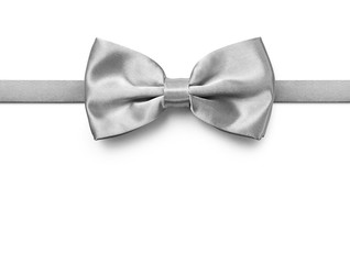 Wall Mural - Silver color bow tie isolated on white background with clipping path