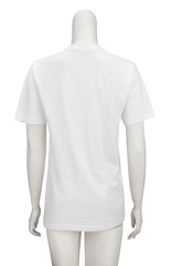 Wall Mural - White plain short sleeve cotton T-Shirt on a mannequin isolated on white background with clipping path