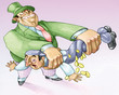 squeeze workers political pencil draw humorous illustration