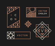 Vector Logo Design Templates And Monogram Design Elements In Simple Minimal Style With Copy Space For Text