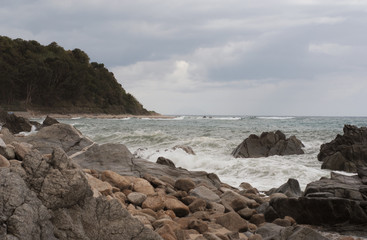 seashore on a cloudy day