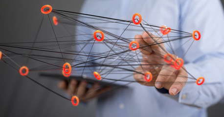 connection data code network cloud holding in hand
