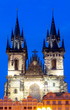 Church of Our Lady before Tyn facade at night, Prague, Czech Republic