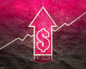 Wall Mural - Dollar sign and rise up arrow. Growth trade chart diagram. Relative for retail business