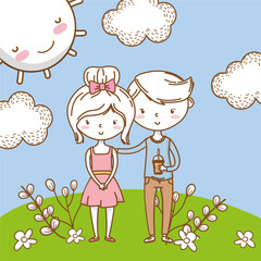 Wall Mural - Romantic love couple cute background