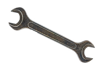 spanner old rusty spanner  on white background