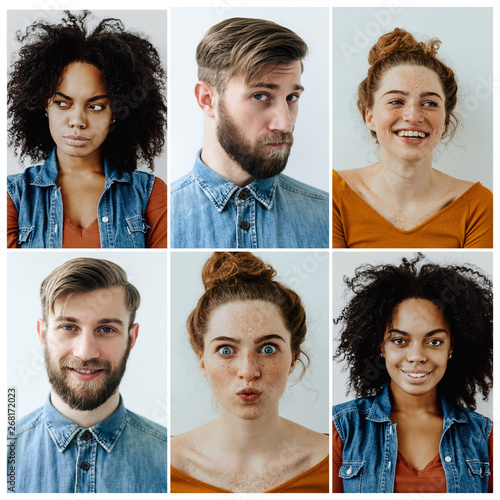 Collage Mix Shot Of People From Different Races Express Various Collage Mix Shot Of People From Different Races Express Various