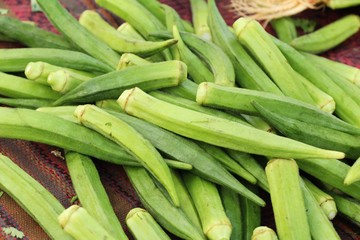 Wall Mural - Fresh okra for cooking at street food