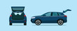 © lyudinka - SUV car with open boot. Side and back view. Vector flat style illustration
