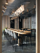 © Sergey Melnikov/Stocksy - Stylish gray and wood design of bar