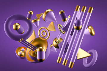 Abstract background with elements. 3d illustration, 3d rendering.