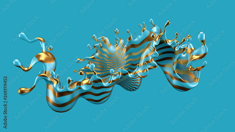 Abstract background with splash and ball..3d illustration, 3d rendering. - obrazy, fototapety, plakaty 