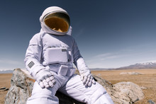 Person In White Cosmonaut Costume Outdoors