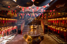 Interior Of Chinese Temple In Hong Kong