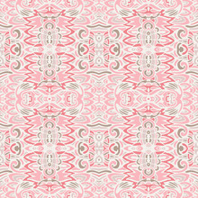Pink Vintage Vector Seamless Pattern Damask Background