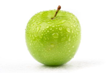 fresh and green plum on white background