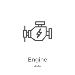 engine icon vector from auto collection. Thin line engine outline icon vector illustration. Outline, thin line engine icon for website design and mobile, app development.