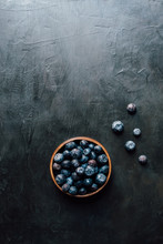 Bowl Of Fresh Blueberries Seen From Above