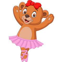 Wall Mural - Cartoon baby bear ballet dancer