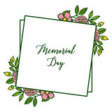 Fototapeta Tulipany - Vector illustration design card memorial day with abstract pink flower frame
