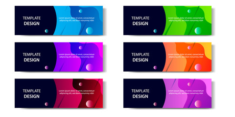 Wall Mural - 6 Set of Abstract geometric business banner template with vibrant dynamic color gradation in blue, purple, red, orange and green