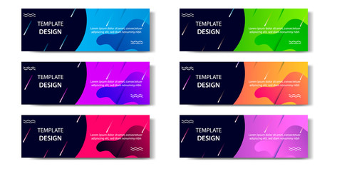 Wall Mural - 6 Set of Abstract geometric business banner template with vibrant dynamic color gradation in blue, purple, red, orange and green