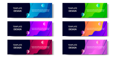 Wall Mural - 6 Set of Abstract geometric business banner template with vibrant dynamic color gradation in blue, purple, red, orange and green