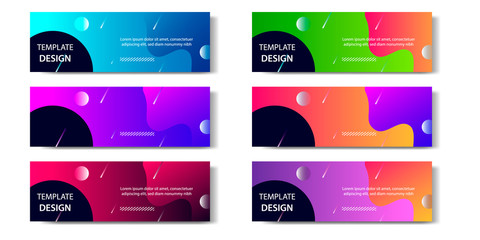 Wall Mural - 6 Set of Abstract geometric business banner template with vibrant dynamic color gradation in blue, purple, red, orange and green