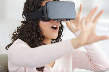 girl playing in virtual reality