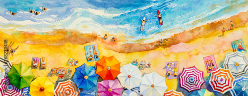 Naklejki do przedszkola painting-watercolor-seascape-top-view-colorful-of-lovers-family