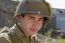 Portrait Of Sad Young WWII American Soldier