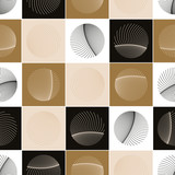 Fototapeta Boho - graphic seamless pattern abstract round feathers silver gold