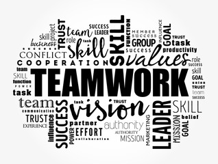 teamwork word cloud collage, business concept background