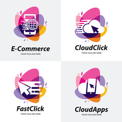 Poster - Collection of Shop Apps Logo Template Design Template