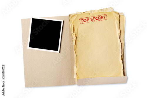 Folder With Top Secret Old Yellowed Paper And Mockup For Vintage Photo Buy This Stock Photo And Explore Similar Images At Adobe Stock Adobe Stock