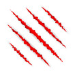 Red scratch set. Claws scratching animal scrape track. Vector illustration