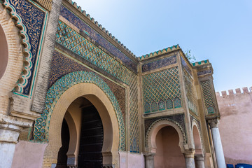 Bab el Mansour gate detail in Meknes, Morocco